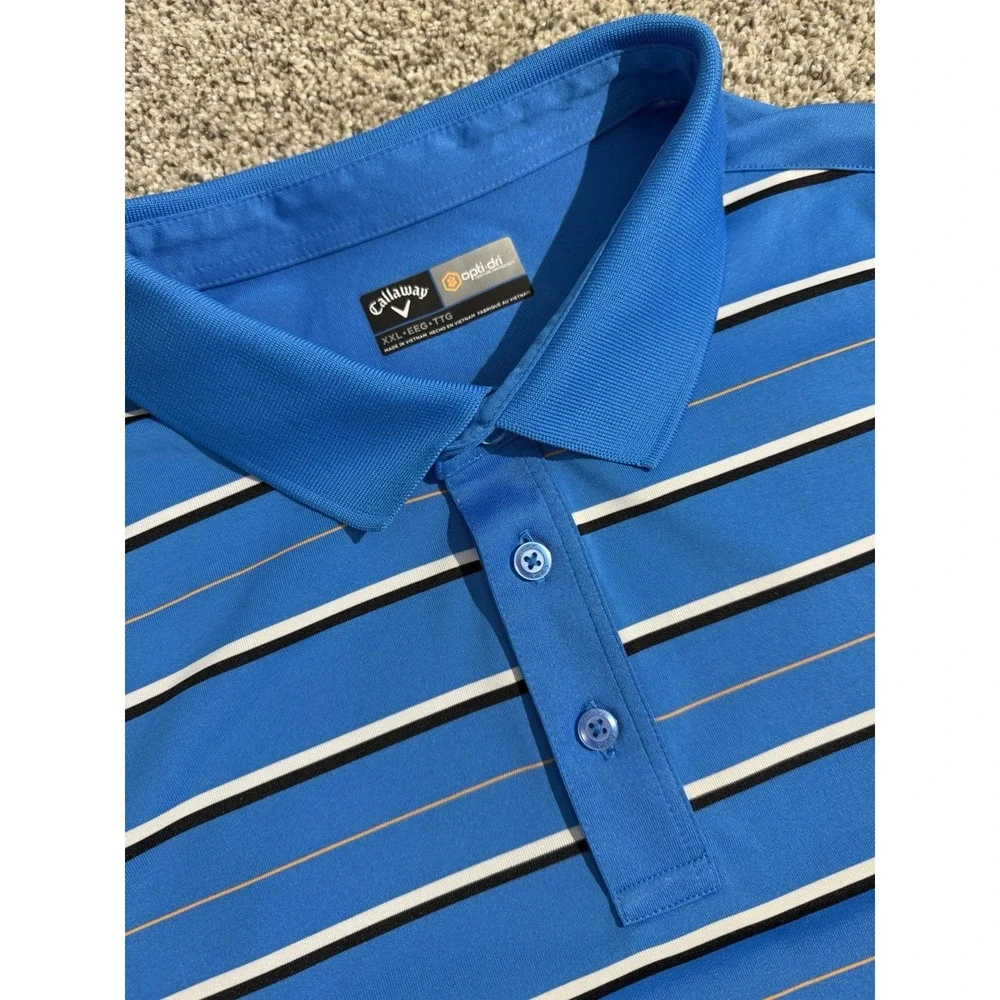 (2) Men's 2XL‎ XXL Golf Polo Adidas Callaway NWT - EUC BLUE Opti-Dri